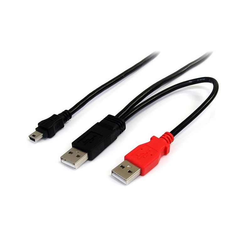 Cable Mini USB M a 2 USB H para HD EXT.