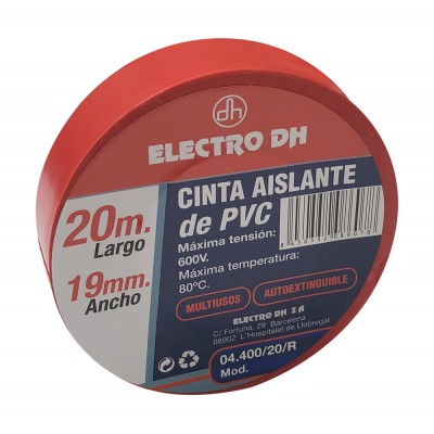 CINTA AISLANTE 19MM 20M ROJA