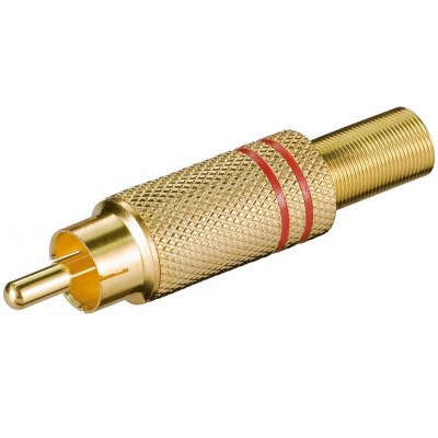 CONECTOR MACHO RCA DORADO ROJO