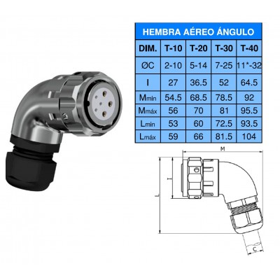 CONECTOR HEMBRA AEREO CODO...