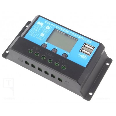 REGULADOR CARGA SOLAR 12V...