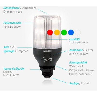PILOTO L813 RGB 230V & BUZZER